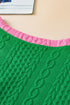 Contrast Trim Cable Textured Shorts Set
